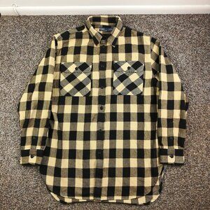 Polo Ralph Lauren Shirt Flannel Buffalo Plaid Checked Beige LS Button Mens Large